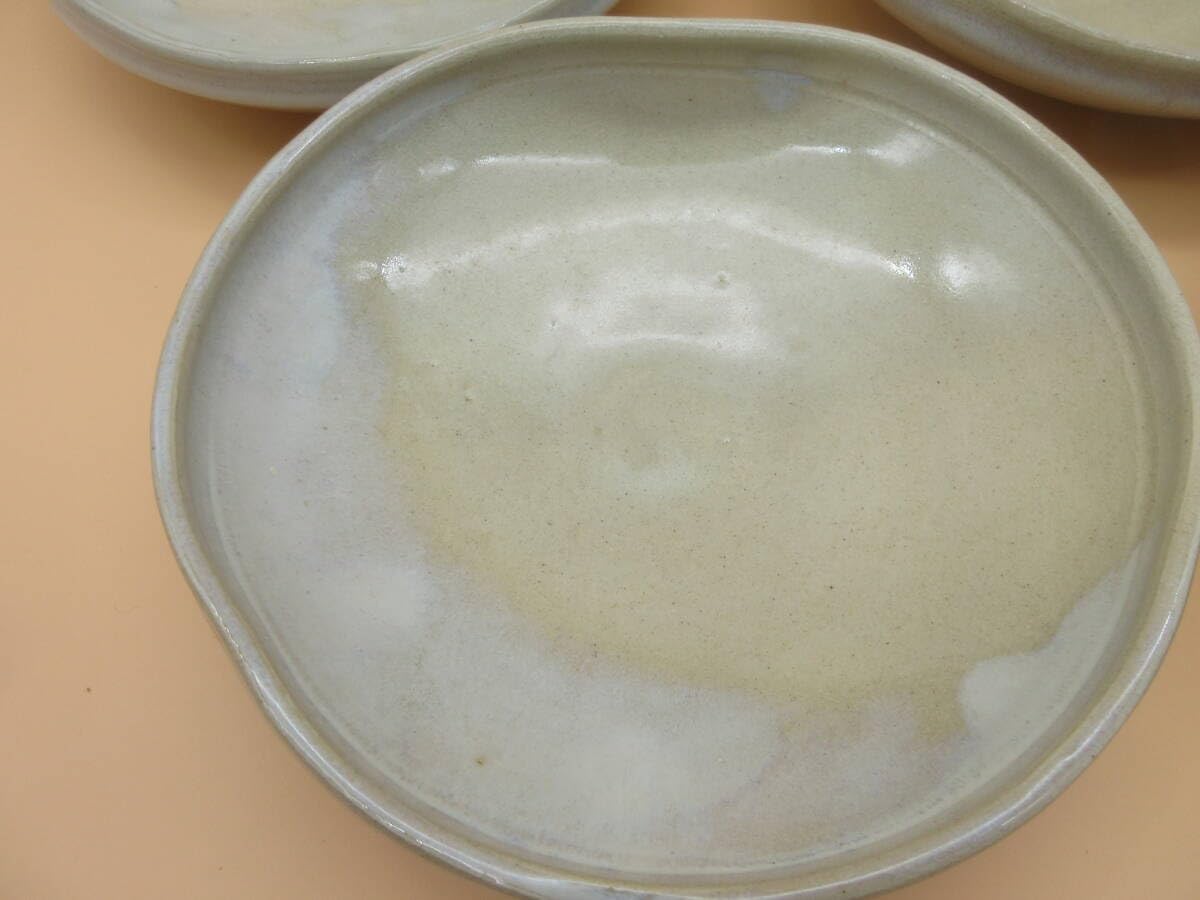 伊万里焼色絵丸文に鶴図4寸手塩皿 7枚 B31602